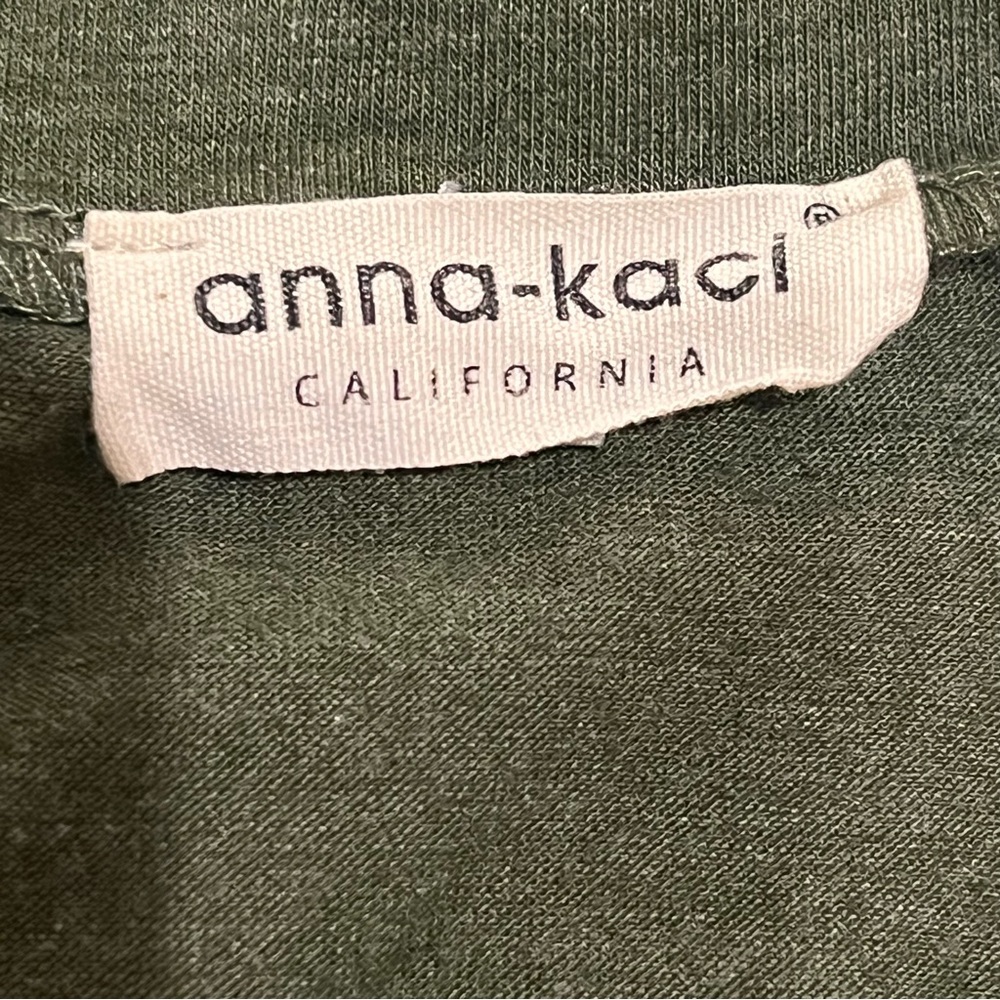 Anna Kaci Olive Green Wide Round Neck Button Front Dress - Picture 8 of 8
